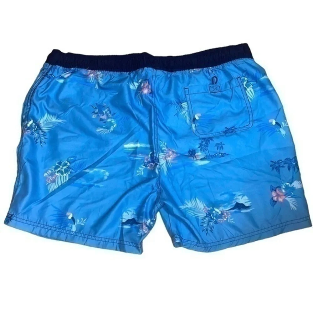 Burnside Blue Tropical Print Swim Trunks . Size XL - NWT